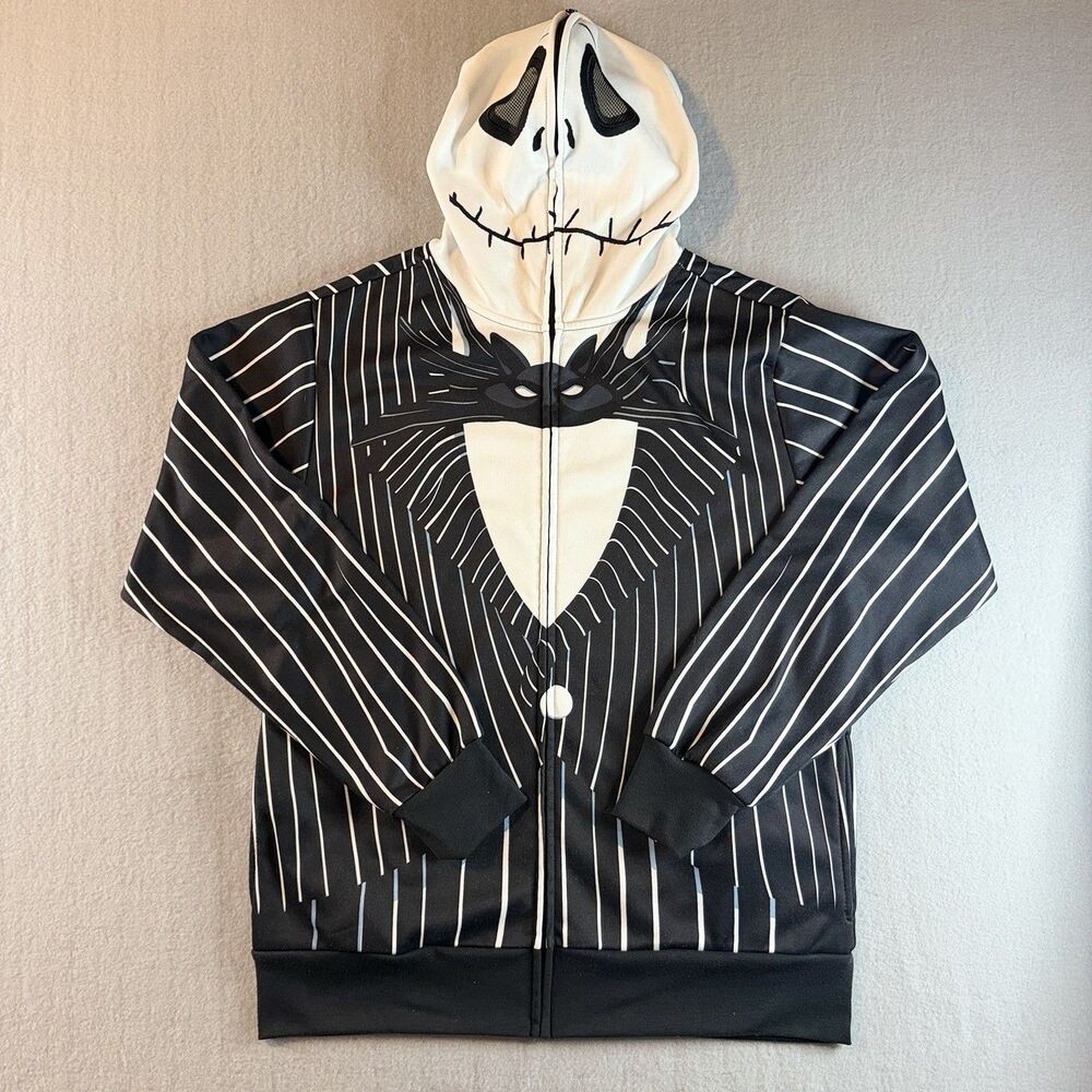Disney Nightmare Before Christmas Jack Skellington Zip Hoodie, M, Black/White